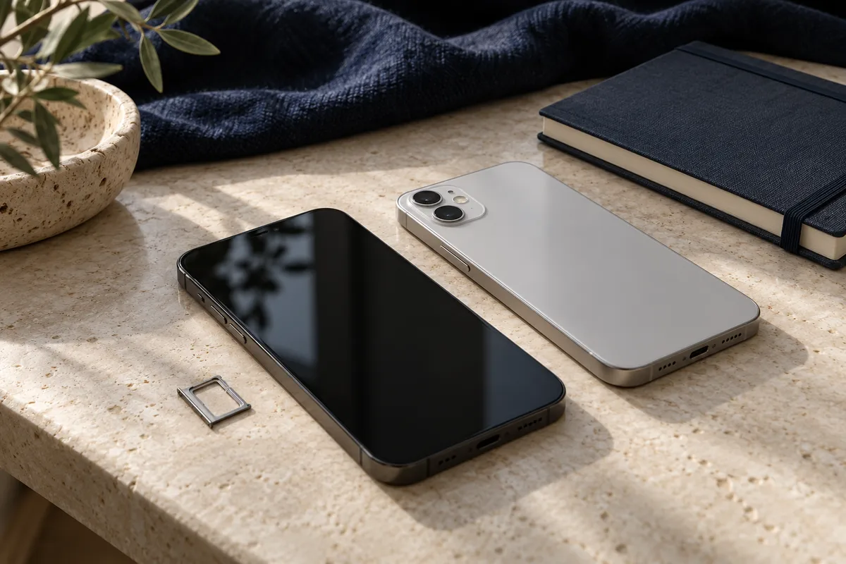 Due telefoni accanto a un foglio di appunti